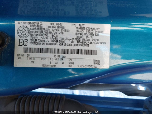 Aukcja sprzedaży 2015 Ford Focus Se, vin: 1FADP3F26FL371295, numer aukcji: 12685102