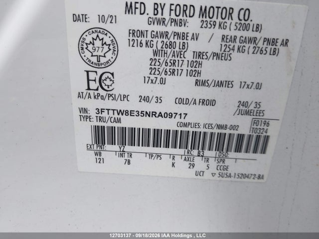 Ford Maverick Xlt 2022 3FTTW8E35NRA09717 Image 9