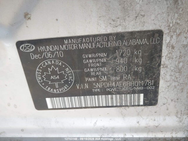 Auction sale of the 2011 Hyundai Elantra Gl, vin: 5NPDH4AE6BH011781, lot number: 12703148