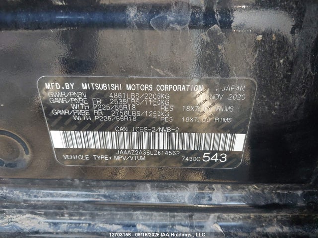 JA4AZ2A38LZ614562 Mitsubishi Outlander Es