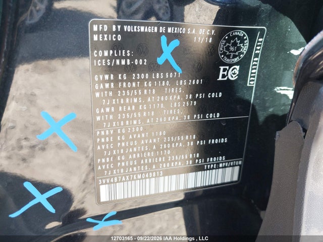 Volkswagen Tiguan Highline 2019 3VV4B7AX7KM049813 Image 18