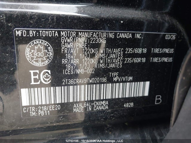 2T36CRAV9TW020196 Toyota Rav4 Xle