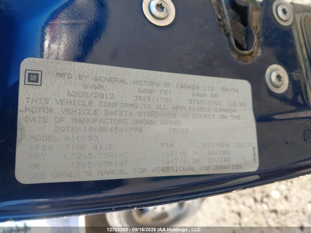 Aukcja sprzedaży 1994 Gmc Sierra K1500, vin: 2GTEK19K8R1561798, numer aukcji: 12703209