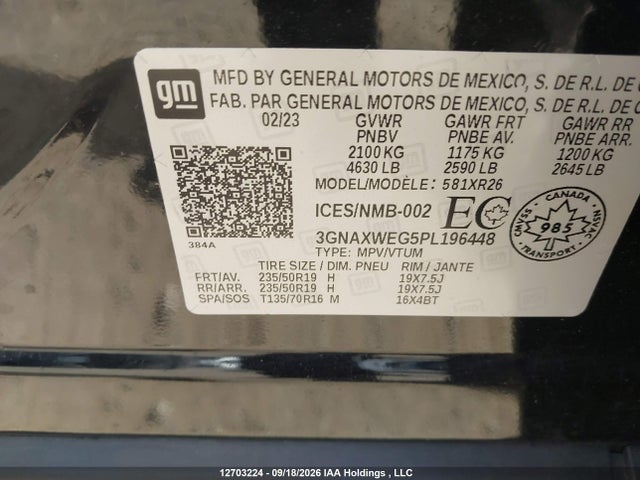 Chevrolet Equinox 2023 3GNAXWEG5PL196448 Image 9