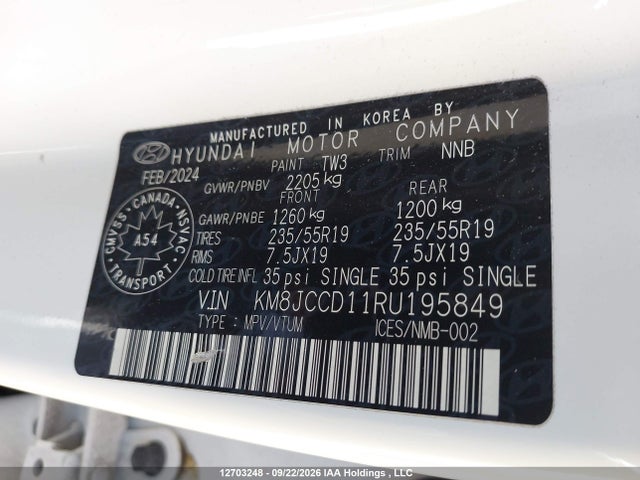 Hyundai TUCSON HYBRID 2024 KM8JCCD11RU195849 Image 9
