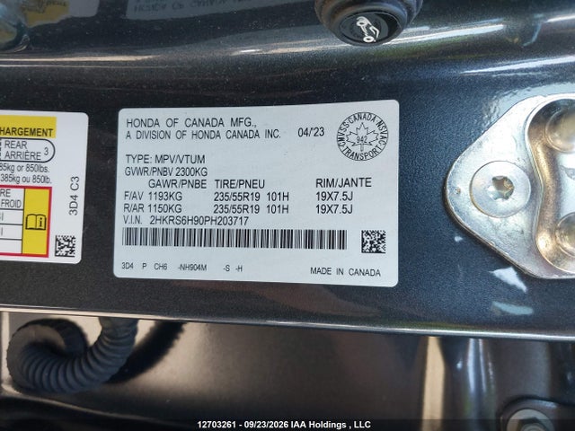 Aukcja sprzedaży 2023 Honda Cr-v Touring Hybrid, vin: 2HKRS6H90PH203717, numer aukcji: 12703261