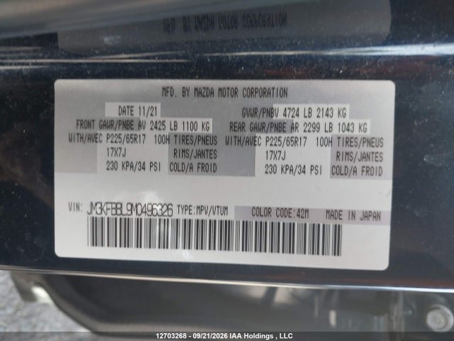 JM3KFBBL9M0496326 Mazda Cx-5 Gx