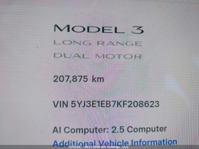 Продаж на аукціоні авто 2019 Tesla Model 3, vin: 5YJ3E1EB7KF208623, номер лоту: 12703347