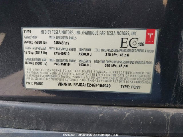 Tesla MODEL S 2016 5YJSA1E24GF164949 Image 21