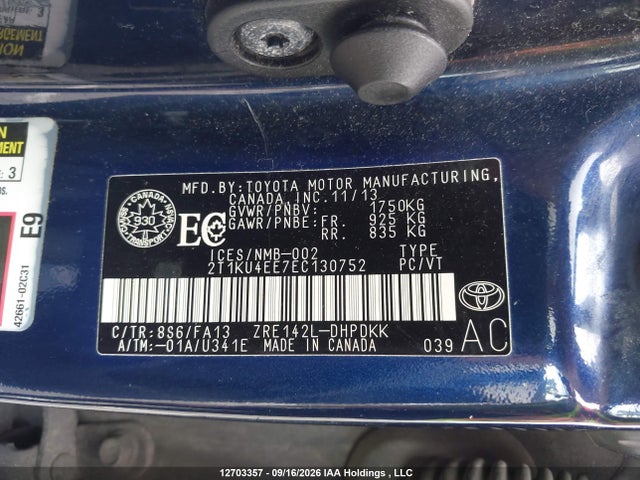 Продажа на аукционе авто 2014 Toyota Matrix Wagon, vin: 2T1KU4EE7EC130752, номер лота: 12703357