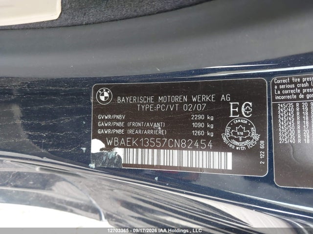 Продажа на аукционе авто 2007 Bmw 650 I, vin: WBAEK13557CN82454, номер лота: 12703365