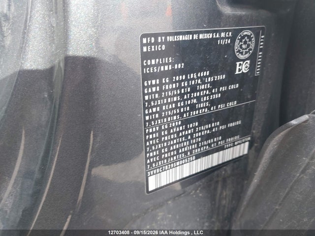 12703408 :رقم المزاد ، 3VV8C7B29SM005250 vin ، 2025 Volkswagen Taos Trendline مزاد بيع