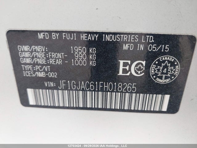 Subaru Impreza 2015 JF1GJAC61FH018265 Image 9