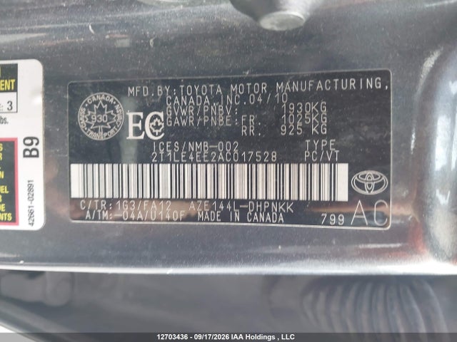 Продаж на аукціоні авто 2010 Toyota Matrix, vin: 2T1LE4EE2AC017528, номер лоту: 12703436
