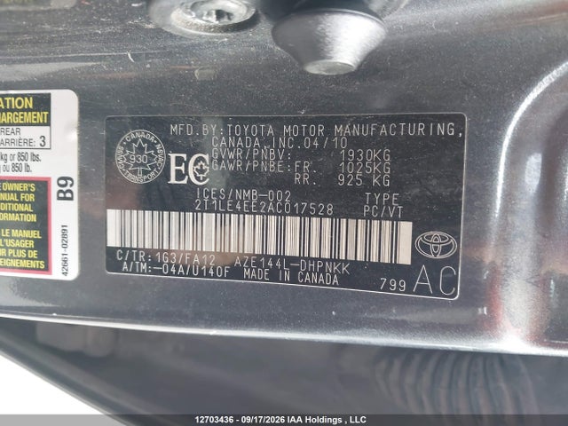 Продаж на аукціоні авто 2010 Toyota Matrix, vin: 2T1LE4EE2AC017528, номер лоту: 12703436