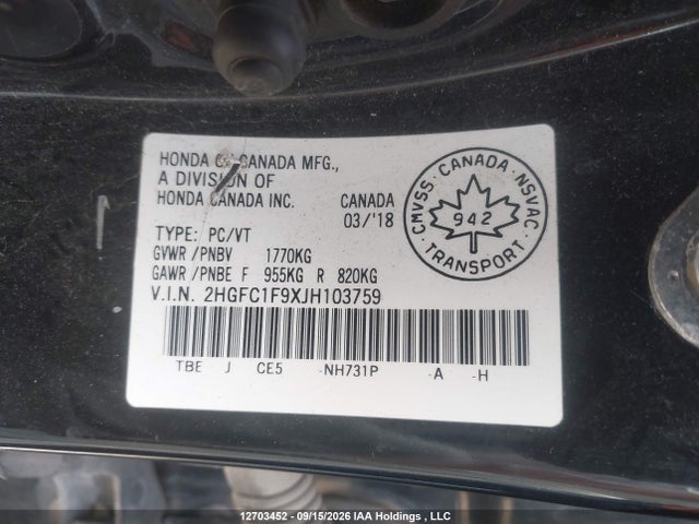 Honda Civic Touring 2018 2HGFC1F9XJH103759 Image 19