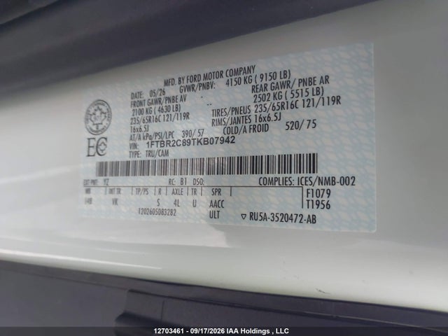 1FTBR2C89TKB07942 Ford Transit T-250