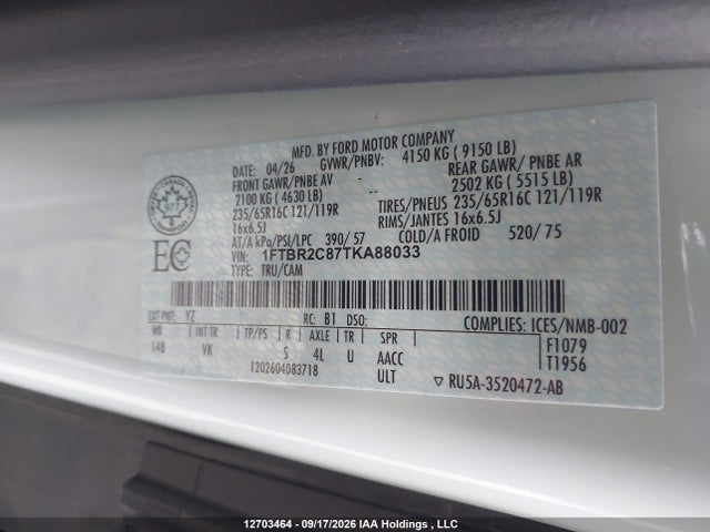 Ford Transit T-250 2026 1FTBR2C87TKA88033 Image 9