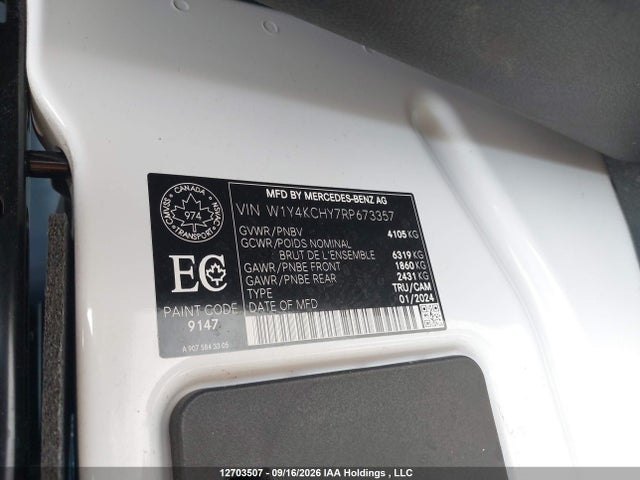 Aukcja sprzedaży 2024 Mercedes-benz Sprinter 2500, vin: W1Y4KCHY7RP673357, numer aukcji: 12703507