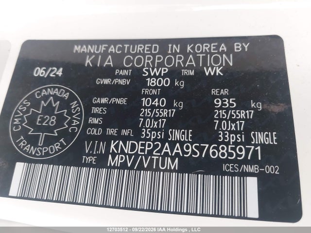 Продажа на аукционе авто 2025 Kia Seltos Lx, vin: KNDEP2AA9S7685971, номер лота: 12703512