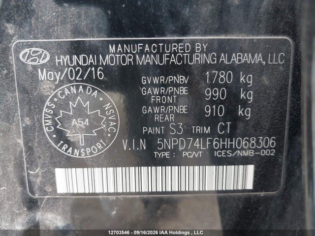 Продажа на аукционе авто 2017 Hyundai Elantra, vin: 5NPD74LF6HH068306, номер лота: 12703546