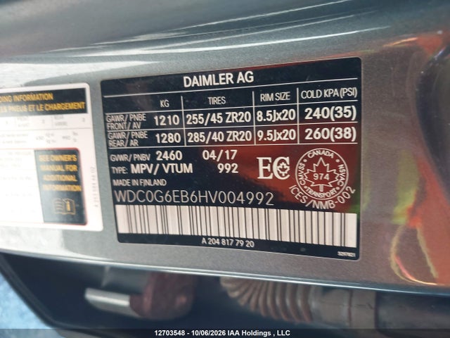 WDC0G6EB6HV004992 Mercedes-Benz Glc 43 4matic Amg