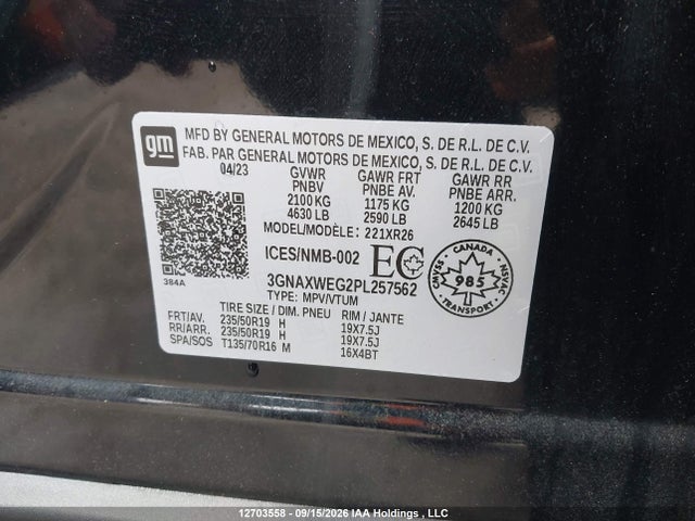 Chevrolet EQUINOX RS 2023 3GNAXWEG2PL257562 Image 9