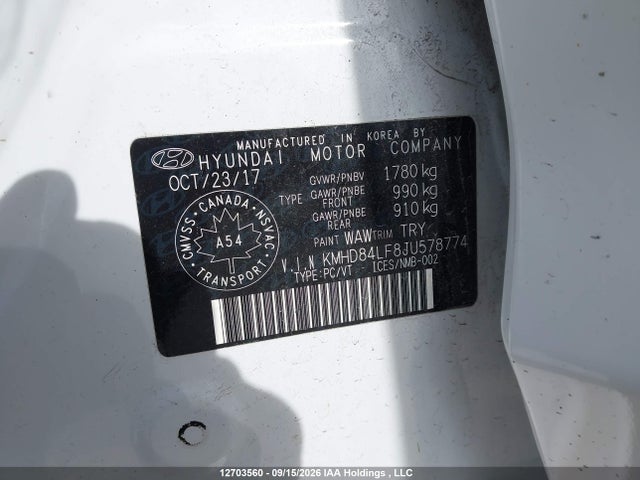 2018 Hyundai Elantra Sel/value/limited მანქანა იყიდება აუქციონზე, vin: KMHD84LF8JU578774, აუქციონის ნომერი: 12703560