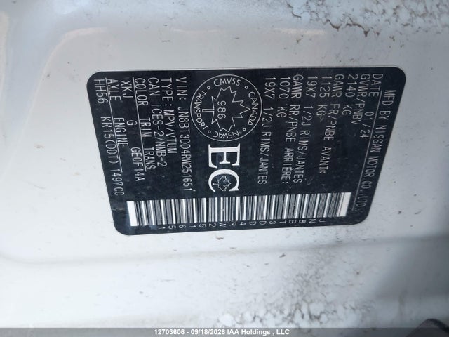 Aukcja sprzedaży 2024 Nissan Rogue Platinum, vin: JN8BT3DD4RW251651, numer aukcji: 12703606
