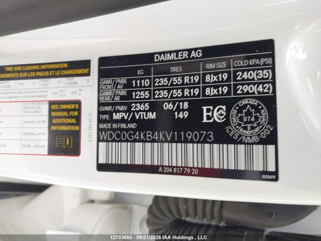 WDC0G4KB4KV119073 Mercedes-Benz Glc 300 4matic