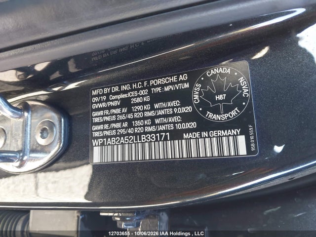Aukcja sprzedaży 2020 Porsche Macan S, vin: WP1AB2A52LLB33171, numer aukcji: 12703655