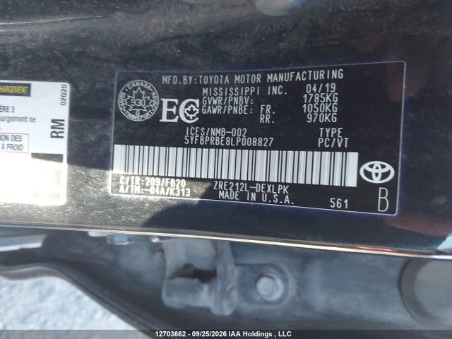 Toyota COROLLA LE 2020 5YFBPRBE8LP008827 Image 9