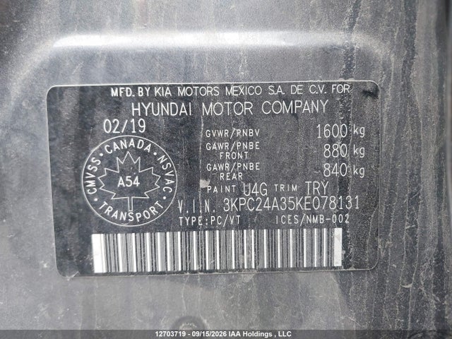 Продаж на аукціоні авто 2019 Hyundai Accent Se/sel, vin: 3KPC24A35KE078131, номер лоту: 12703719