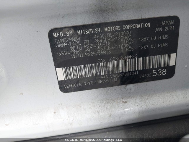 Mitsubishi Eclipse Cross 2022 JA4ATVAA8NZ601041 Image 9