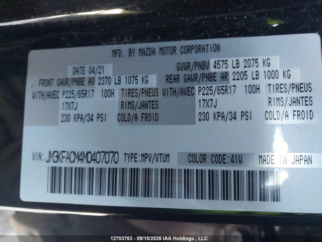 JM3KFACM4M0407070 Mazda Cx-5 Touring