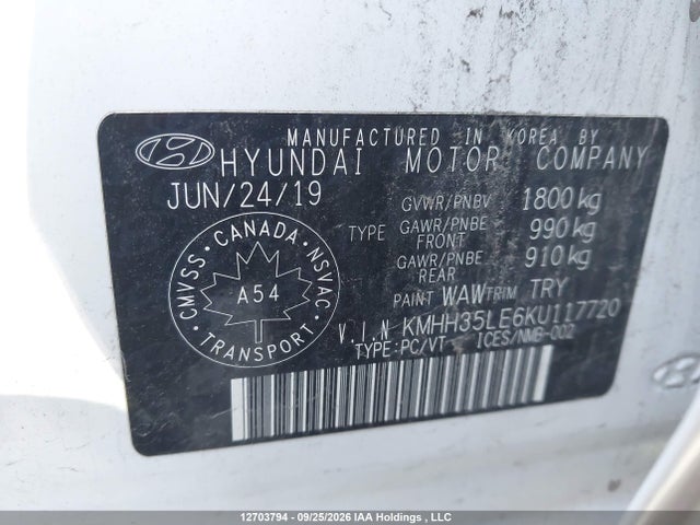 Продаж на аукціоні авто 2019 Hyundai Elantra Gt, vin: KMHH35LE6KU117720, номер лоту: 12703794