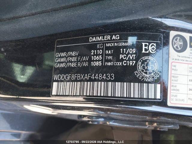 12703795 :رقم المزاد ، WDDGF8FBXAF448433 vin ، 2010 Mercedes-benz C 250 4matic مزاد بيع