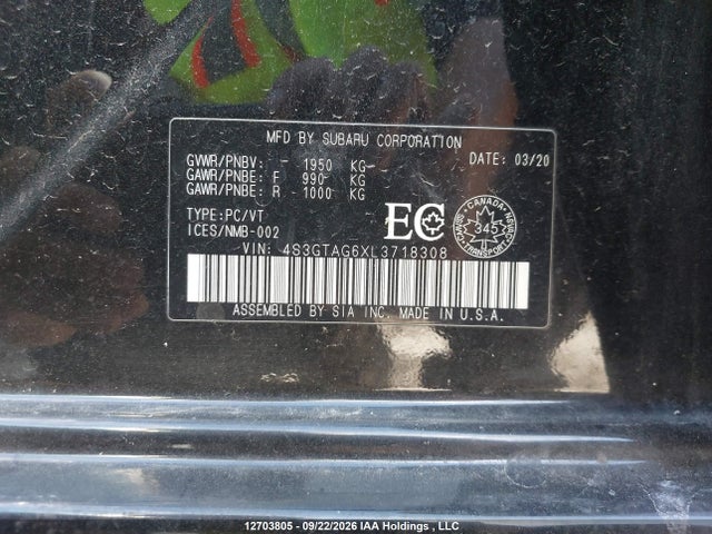 Aukcja sprzedaży 2020 Subaru Impreza Sport, vin: 4S3GTAG6XL3718308, numer aukcji: 12703805