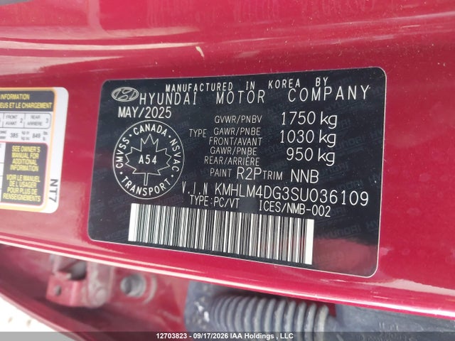KMHLM4DG3SU036109 Hyundai Elantra Sel Sport