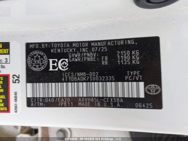 Toyota Camry Se Upgrade 2025 4T1DBADK7SU032335 Image 9
