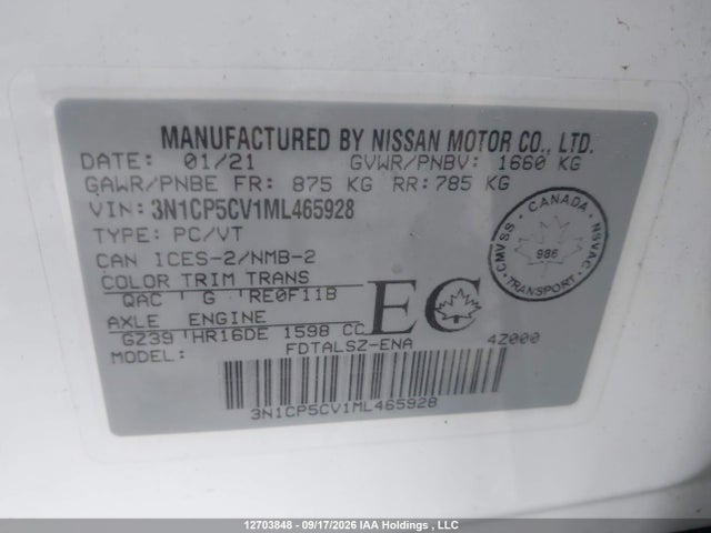 Nissan KICKS SV 2021 3N1CP5CV1ML465928 Image 9