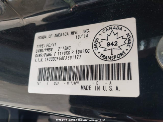 Продаж на аукціоні авто 2015 Acura Tlx Tech, vin: 19UUB3F50FA801127, номер лоту: 12703876