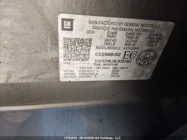 1GKS2HKJ4LR287483 GMC Yukon Xl Denali Denali
