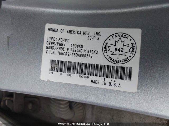Продаж на аукціоні авто 2013 Honda Accord Lx, vin: 1HGCR2F35DA806773, номер лоту: 12698189