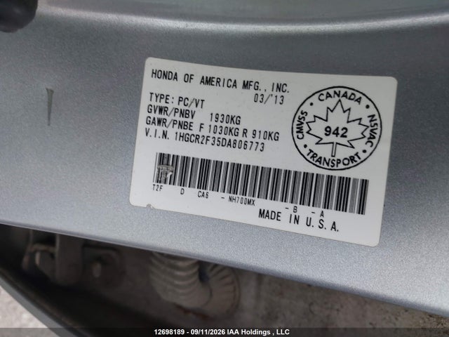 Продаж на аукціоні авто 2013 Honda Accord Lx, vin: 1HGCR2F35DA806773, номер лоту: 12698189
