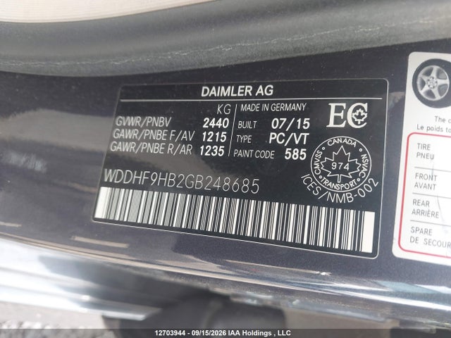 Aukcja sprzedaży 2016 Mercedes-benz E 250 Bluetec, vin: WDDHF9HB2GB248685, numer aukcji: 12703944