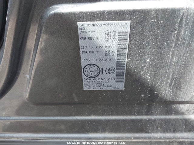 2018 Nissan Pathfinder S/sv/sl/platinum მანქანა იყიდება აუქციონზე, vin: 5N1DR2MM8JC628738, აუქციონის ნომერი: 12703948