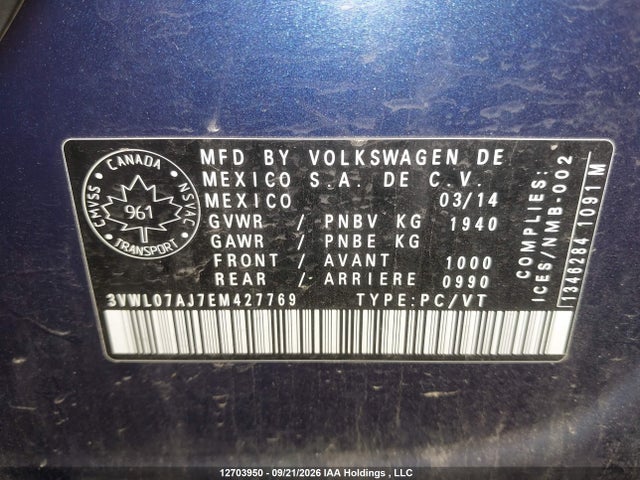 Volkswagen Jetta 2014 3VWL07AJ7EM427769 Image 9