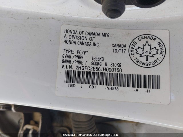 2HGFC2E56JH000150 Honda Civic