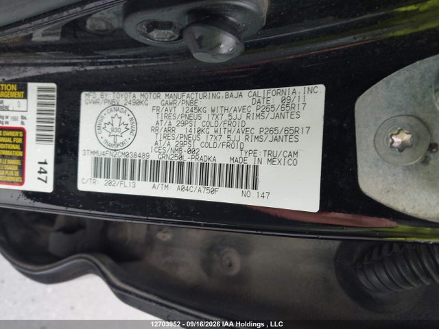 Aukcja sprzedaży 2012 Toyota Tacoma V6, vin: 3TMMU4FN2CM038489, numer aukcji: 12703952